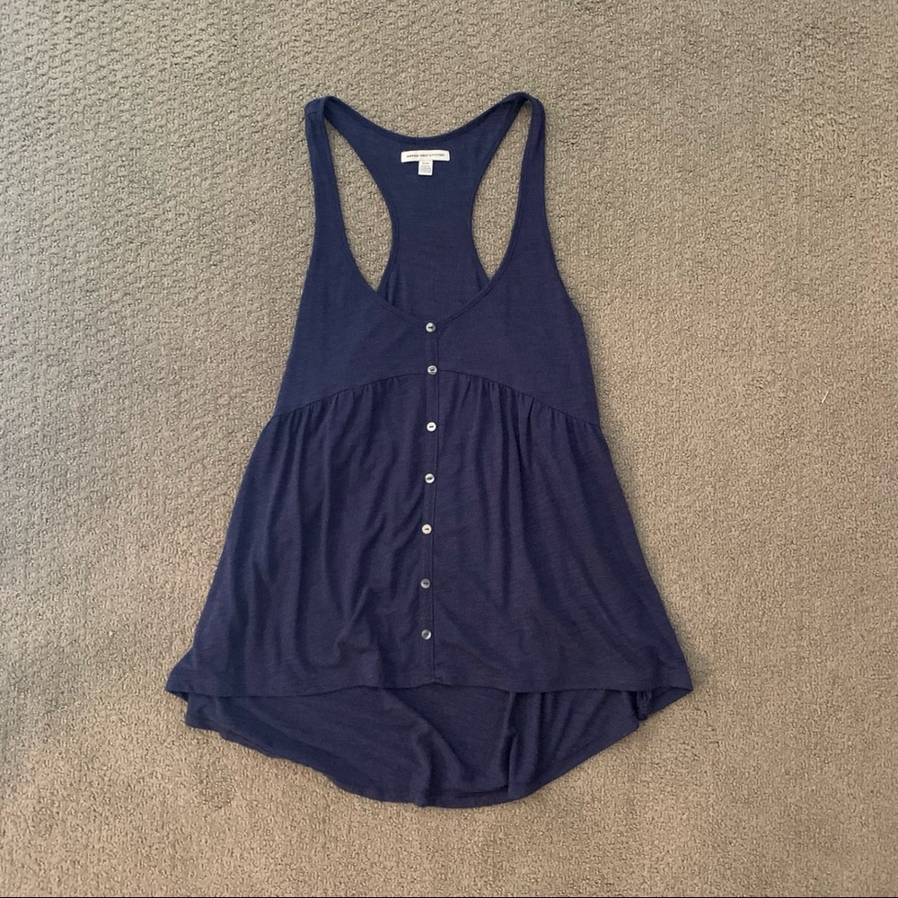 AMERICAN EAGLE Long Racerback Tank Top with Empire Waist and Buttons